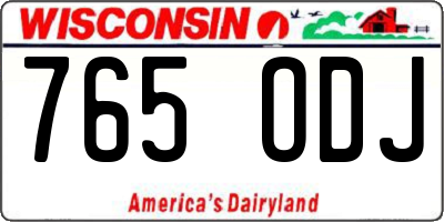 WI license plate 765ODJ