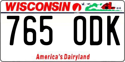 WI license plate 765ODK