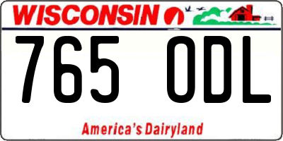 WI license plate 765ODL