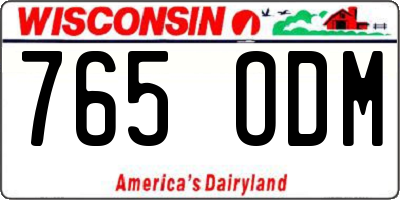 WI license plate 765ODM
