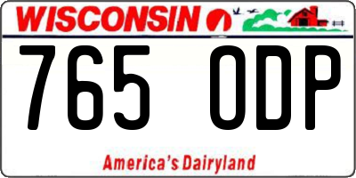 WI license plate 765ODP