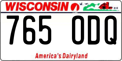 WI license plate 765ODQ