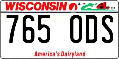 WI license plate 765ODS