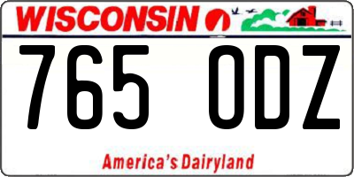 WI license plate 765ODZ