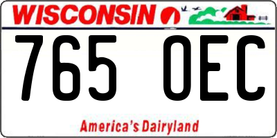 WI license plate 765OEC