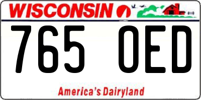 WI license plate 765OED