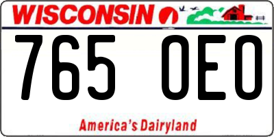 WI license plate 765OEO