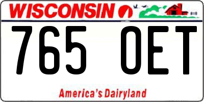 WI license plate 765OET