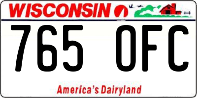 WI license plate 765OFC