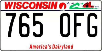 WI license plate 765OFG