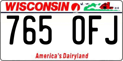 WI license plate 765OFJ