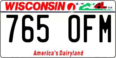 WI license plate 765OFM