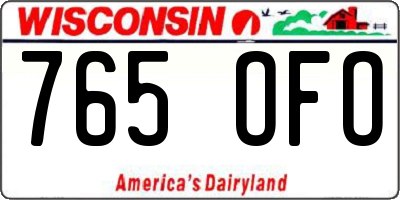 WI license plate 765OFO
