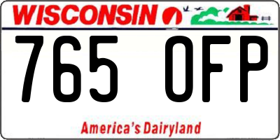 WI license plate 765OFP