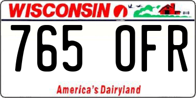 WI license plate 765OFR