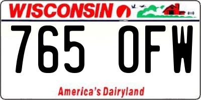 WI license plate 765OFW