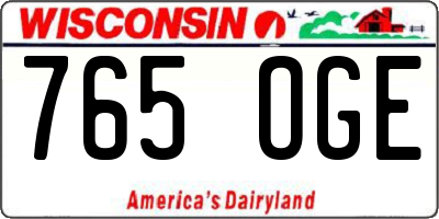 WI license plate 765OGE