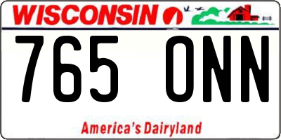 WI license plate 765ONN