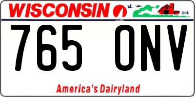 WI license plate 765ONV