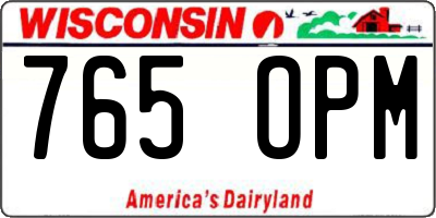 WI license plate 765OPM