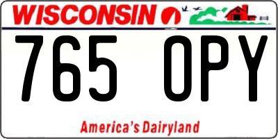 WI license plate 765OPY