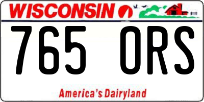 WI license plate 765ORS