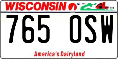 WI license plate 765OSW