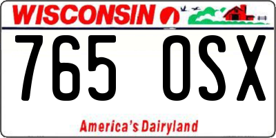 WI license plate 765OSX