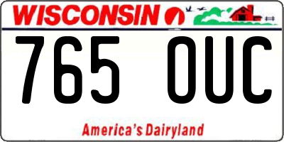 WI license plate 765OUC