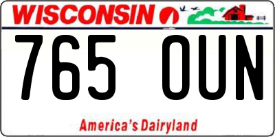 WI license plate 765OUN