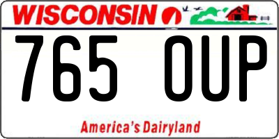 WI license plate 765OUP