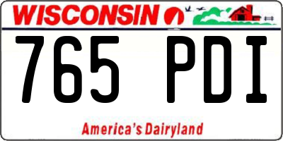 WI license plate 765PDI