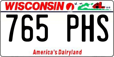 WI license plate 765PHS
