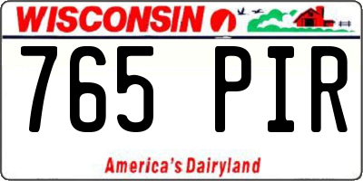 WI license plate 765PIR