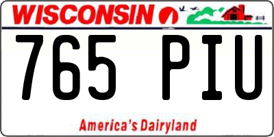 WI license plate 765PIU