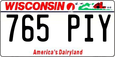 WI license plate 765PIY