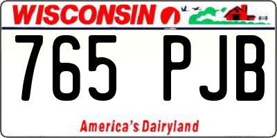 WI license plate 765PJB