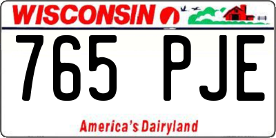 WI license plate 765PJE