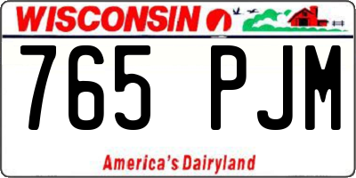 WI license plate 765PJM