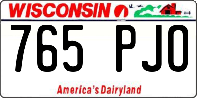 WI license plate 765PJO