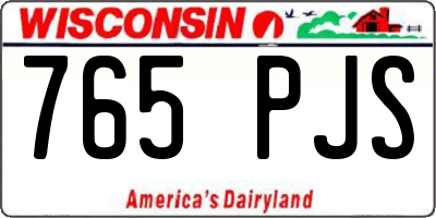 WI license plate 765PJS