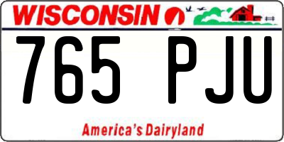 WI license plate 765PJU