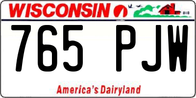WI license plate 765PJW
