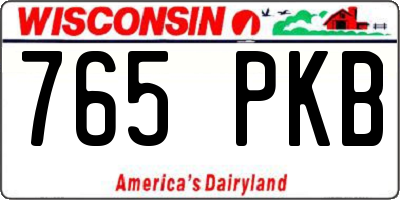 WI license plate 765PKB
