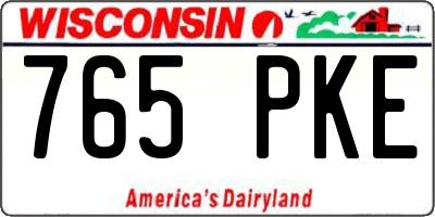 WI license plate 765PKE