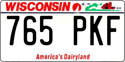 WI license plate 765PKF