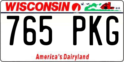WI license plate 765PKG