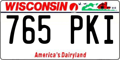 WI license plate 765PKI