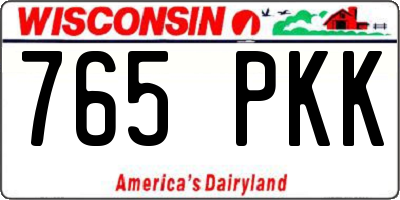 WI license plate 765PKK