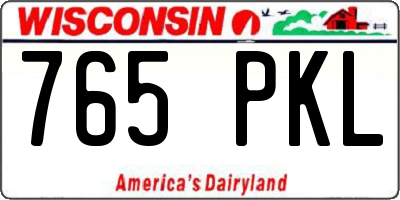 WI license plate 765PKL
